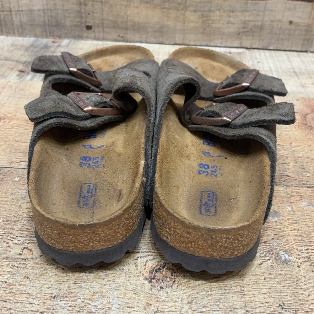 Birkenstock Arizona Sandals Womens Size 7 38 Brown Suede Slide Comfort Shoes - Picture 3 of 7